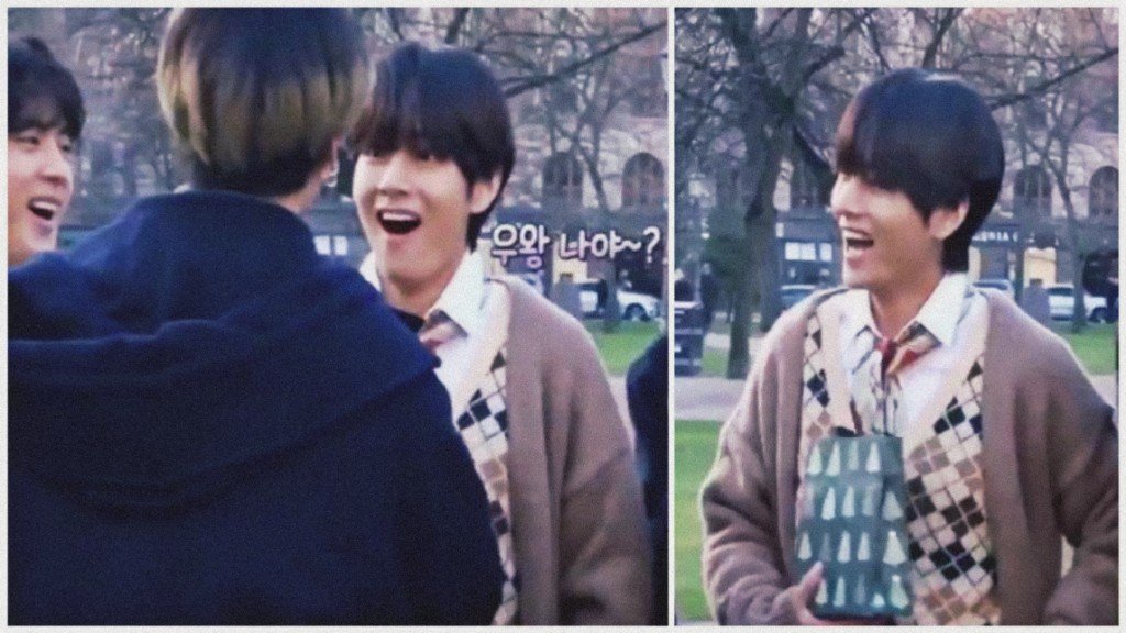 amorevkoo's tweet photo. when u know how hard jungkook worked to see that heartwarming smile on taehyung's face, it was his pure happiness https://t.co/wEf7gG2AXk