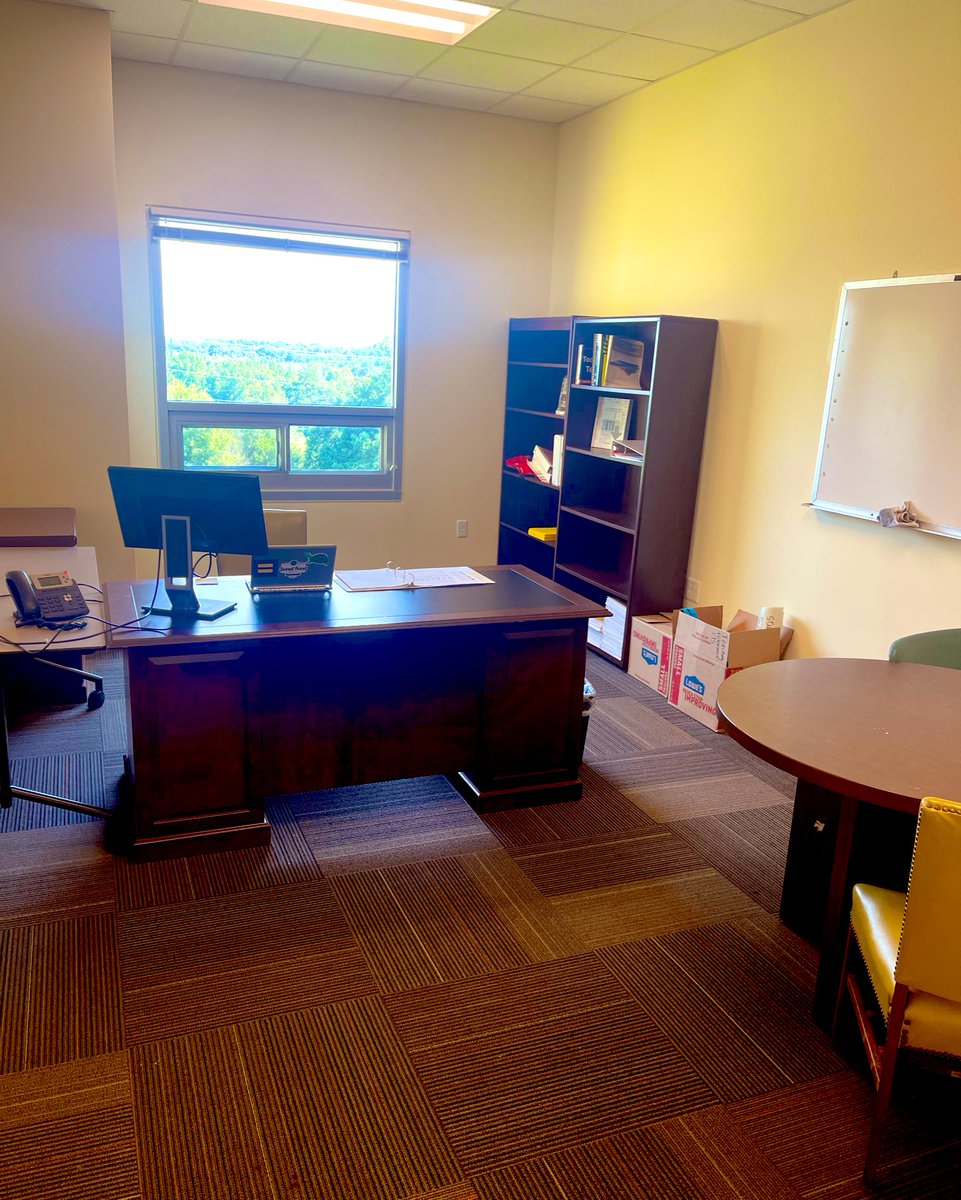 Pragmatism14's tweet photo. At least I got an office with a view 🌳⛅️, now I gotta set this place up by Monday #APFirstDay https://t.co/ShWwYnRzJk