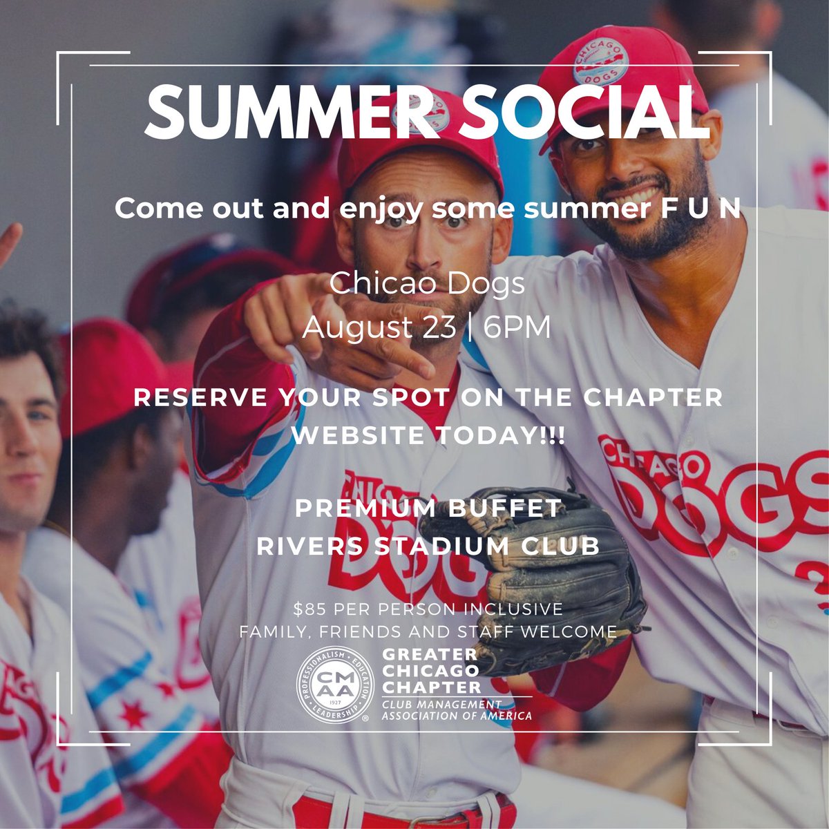 GCCMA1's tweet photo. @GCCMA1 members Chicago Dogs Summer Social is coming up.  Bring your friends, family, and team out to the ballpark.  Sign up on the chapter website. https://t.co/CDdwDrIc33
