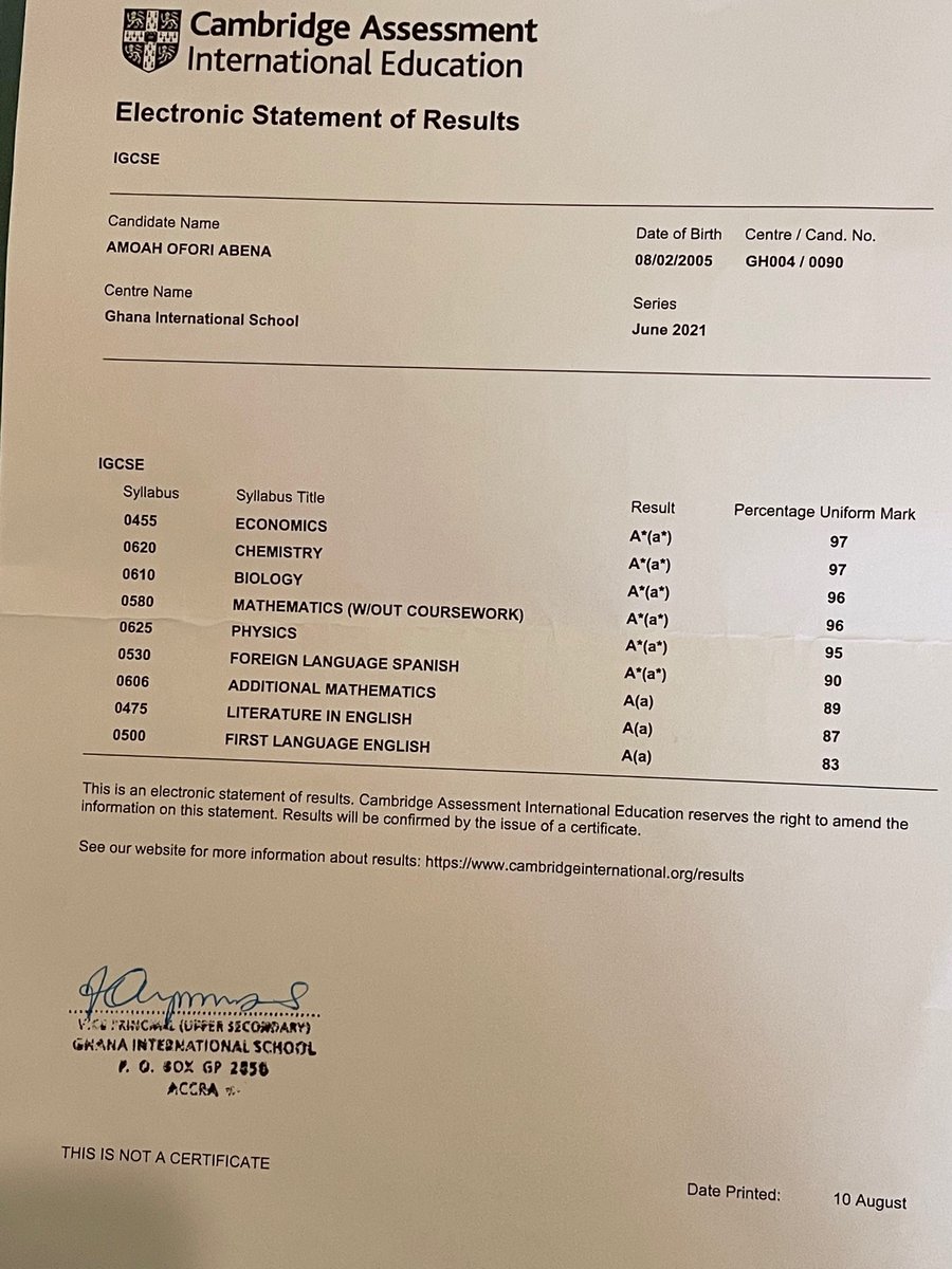 amoah_citizen's tweet photo. It’s a great JOY for a parent to receive excellent exam results of his child

Congrats to all parents and their wards who scaled the Cambridge Assessment (IGCSE) recent exams

I’m proud of my daughter, Abena, and her glowing results

Well done Abena Amoah, a bright future beckons https://t.co/3u71KmCWGr