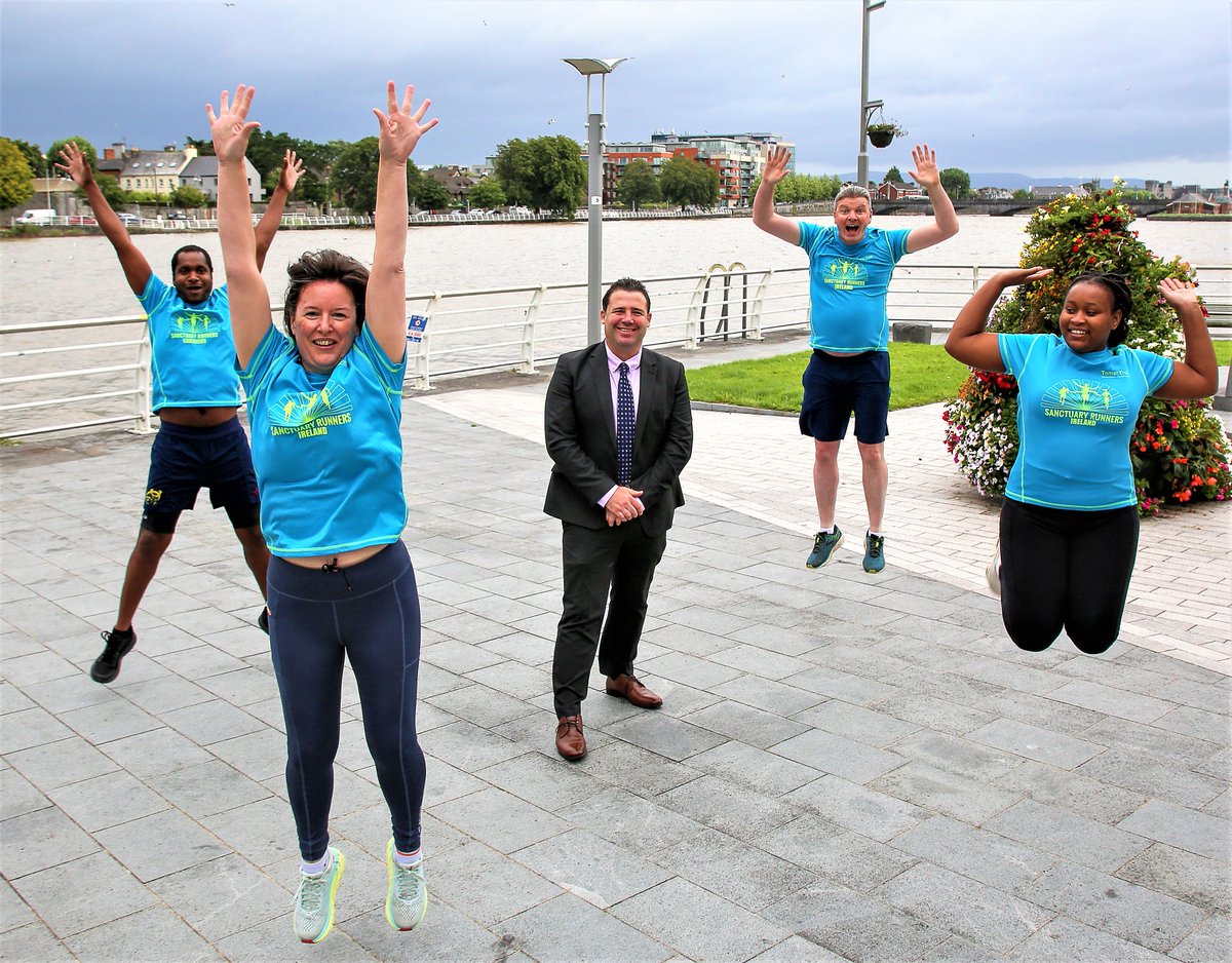 SanctuaryRunner's tweet photo. JUMP FOR JOY! How happy are we to get funding from @Rethink_Ireland's #IgniteMidWest Fund to grow & develop groups in Limerick, Clare & Tipp?! And to access expertise and support to help the Sanctuary Runners step to the next level. We're buzzin'! #Solidarity #Friendship #Respect https://t.co/bBDmB2hizP