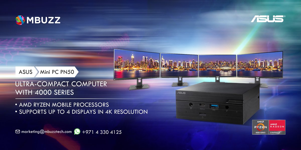 MBUZZTech's tweet photo. ASUS Mini PC PN50 - Ultra compact computer with MD Ryzen™️ 4000 Series
Buy Now:
https://t.co/ZZeNZYkZNf
.
.
For Enquiries
WApp : https://t.co/5H74MNHZi6
Email: marketing@mbuzztech.com
.
.
#ASUS #MiniPC #AsusMinipc #PN50 #AsusPN50 https://t.co/KkMlYyFxHJ