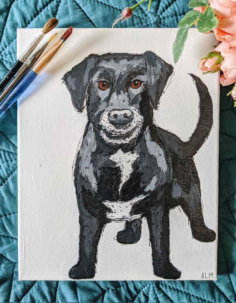 Hi lovelies 💕!  I'm really loving creating custom pet portraits and have room to make some more!  Get a custom painting of your furry friend in my shop TODAY 🐈🐕.  ashleylaren.com/store/p/custom…