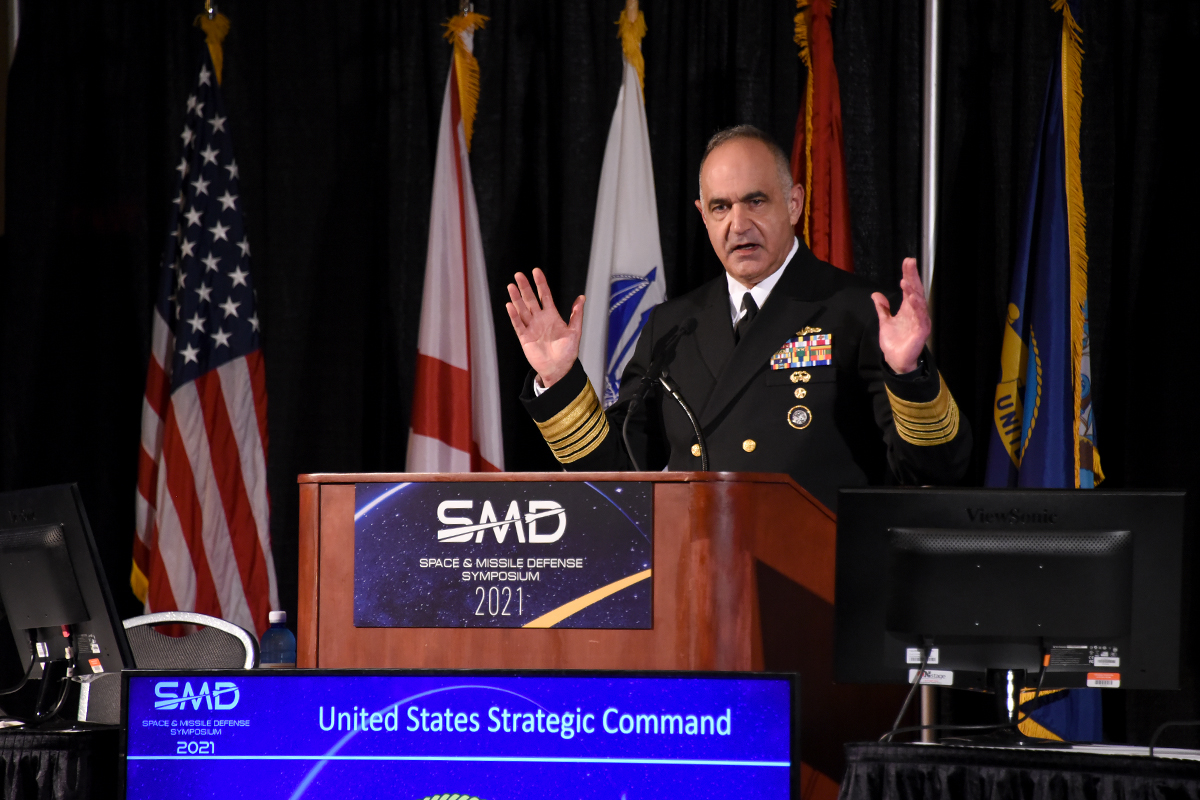 ArmySMDC's tweet photo. “For the 1st time in history, the nation is facing 2 strategic, nuclear-capable peers at the same time, who must be deterred differently…I don’t have the luxury of deterring 1 adversary at a time…We have to deter all, all of the time.” ~ADM Richard @US_Stratcom #SMDSymposium https://t.co/VBf5w7zH6M