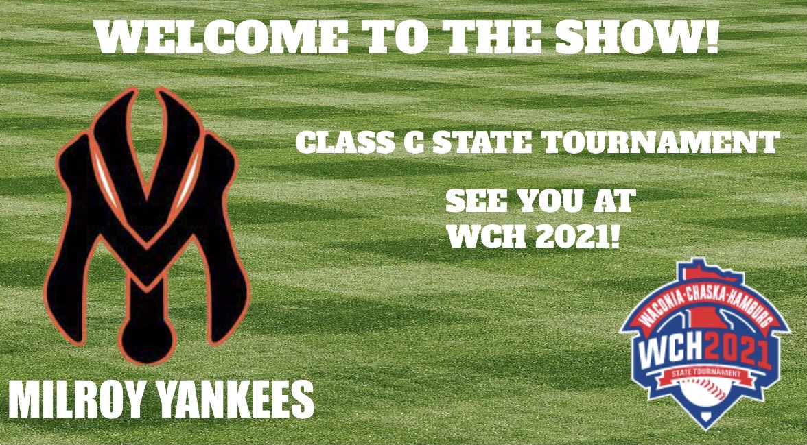 After taking care of us last year, let us take care of you this year! The ⁦<a href="/MilroyYankees/">Milroy Yankees</a>⁩ are back at the state tournament! #WCH21 #WelcomeToTheShow