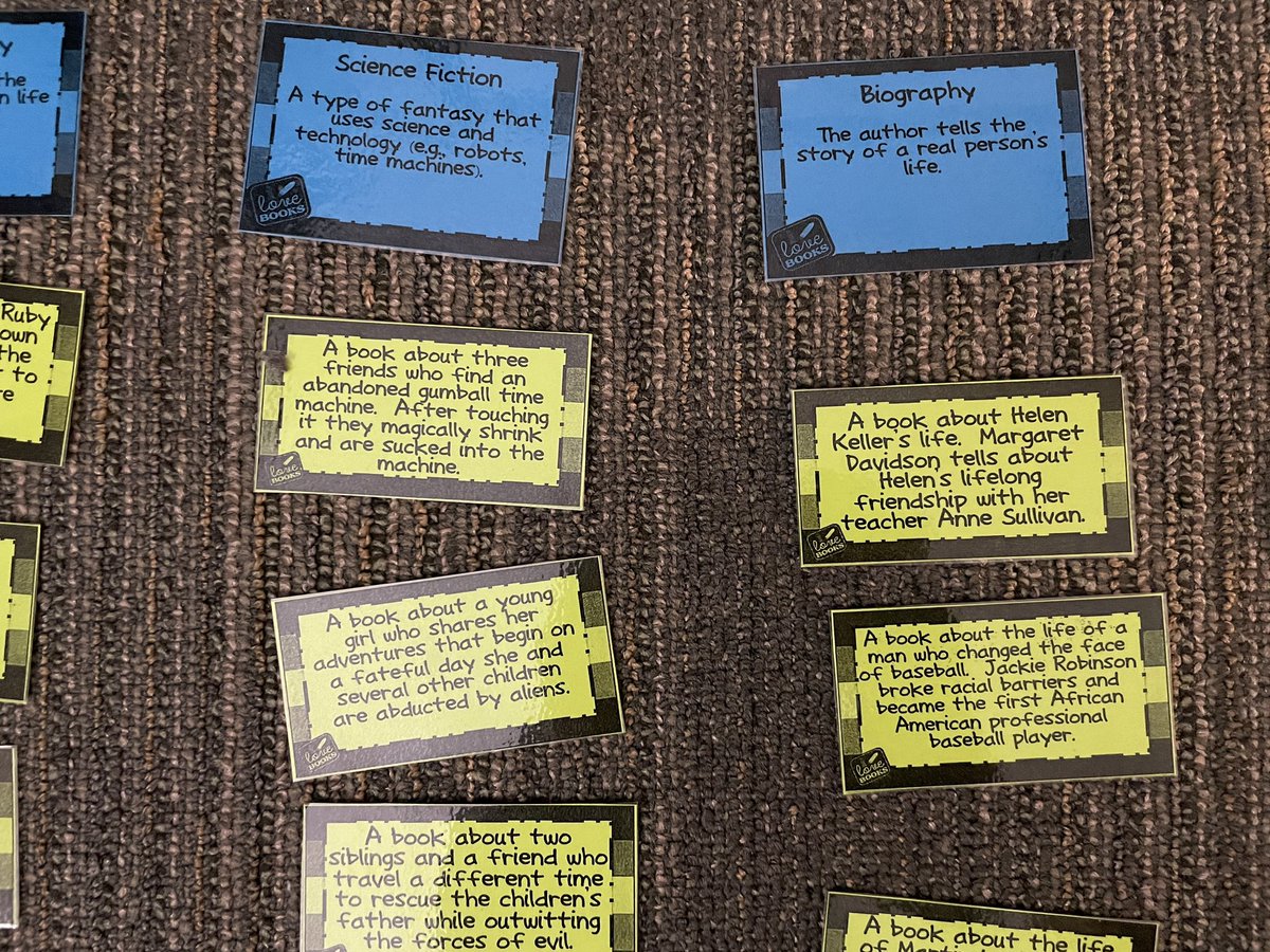 5th grade students put their genre sorting skills to the test with a head to head competition this morning! I heard some great conversations justifying choices! <a href="/Mrs_OBryant/">Mrs. O’Bryant</a> <a href="/HumbleISD_SWE/">Summerwood Elementary</a>