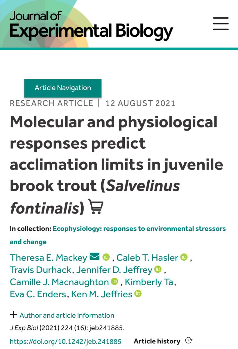 My 1st first-author publication w/ <a href="/J_Exp_Biol/">Journal of Experimental Biology</a> is live! Brook trout + thermal acclimation + molecular + physiology + climate change. Grateful to all those involved with the project! DM me for author copy! <a href="/CalebHasler/">CalebHasler</a> <a href="/kenmjeffries/">Ken Jeffries</a> <a href="/EvaEnders/">Eva Enders</a>

journals.biologists.com/jeb/article-lo…
