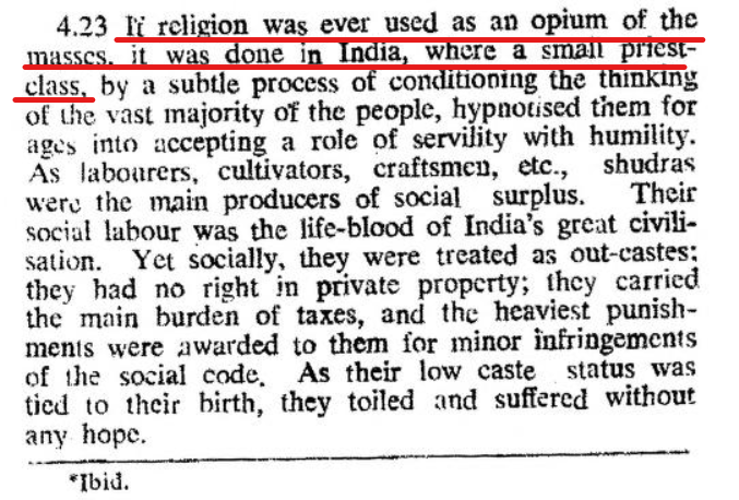 And which religion are they talking about? Hinduism of course! This is the kind of hateful descriptions of Hinduism which is normalized by the Indian state. They say shudras had no property rights. In reality it was Brahmins who were not supposed to hv property and do bhiksha! 