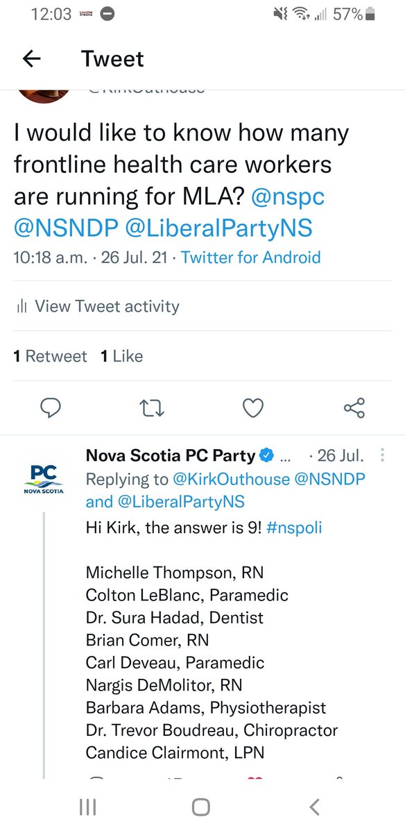 So I asked a question to all 3 major parties at the end of July. <a href="/LiberalPartyNS/">Nova Scotia Liberal Party</a> <a href="/nspc/">Nova Scotia PC Party</a> <a href="/NSNDP/">Nova Scotia NDP</a>
The only party that answered me back was the <a href="/nspc/">Nova Scotia PC Party</a> I think everyone should take a look at their answer if you want change in the health care and ambulance service. <a href="/IUOEnsparamedic/">IUOE Local 727</a>
