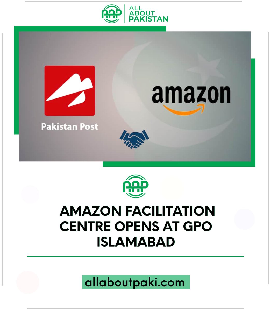 Aboutpakistan90's tweet photo. Amazon facilitation centre opens at GPO Islamabad.
#AAPakistan #Pakistan #AmazonPakistan #Amazon #PakistanPostOffice #PakistanPost #GPO #Islamabad https://t.co/4FrhIy3CGJ