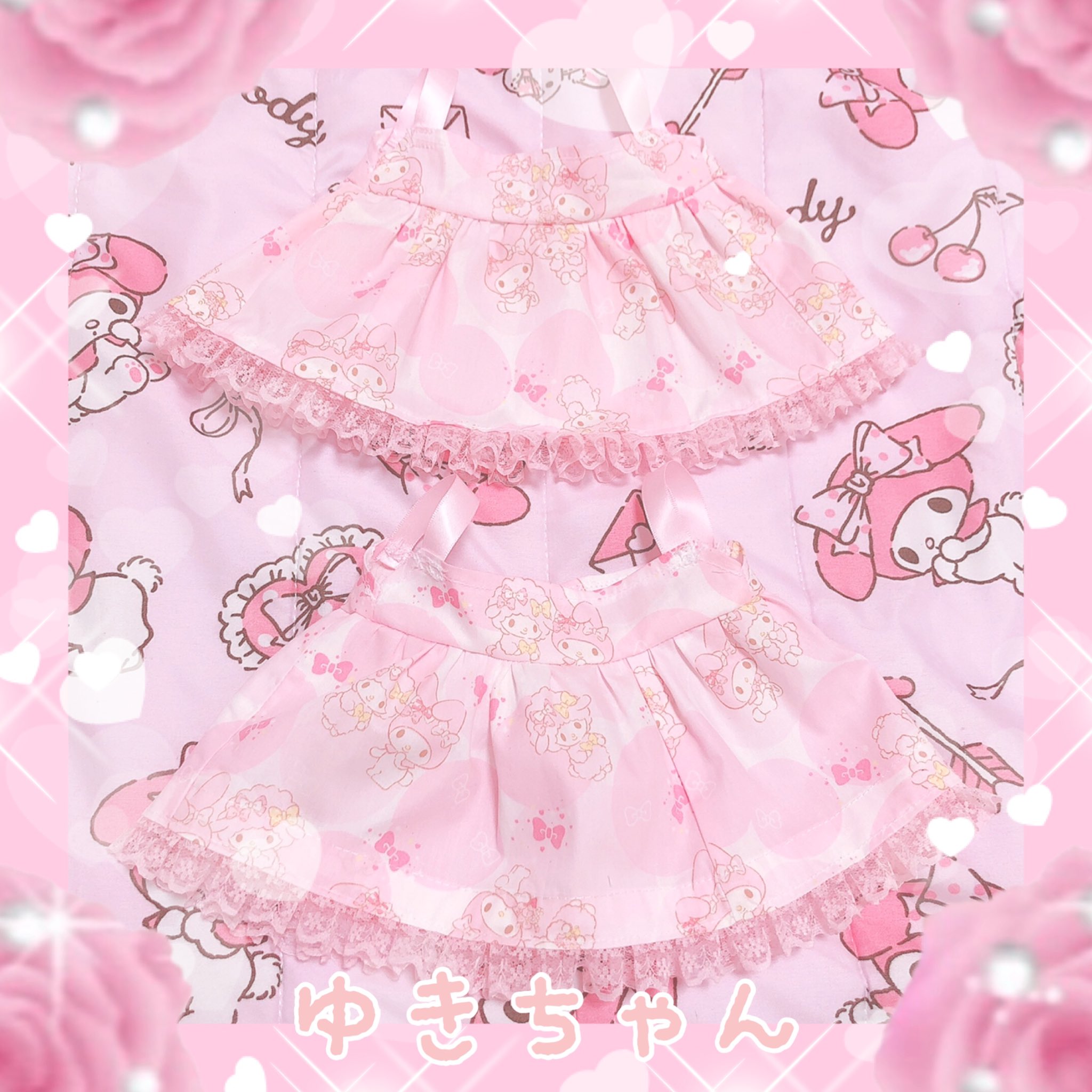 ゆきちゃん しまむらのマイメロちゃん柄キッズ用ショートパンツをリメイクしたうさくみゃちゃんポシェット用ワンピふたごちゃん T Co Blizb0uiko Twitter