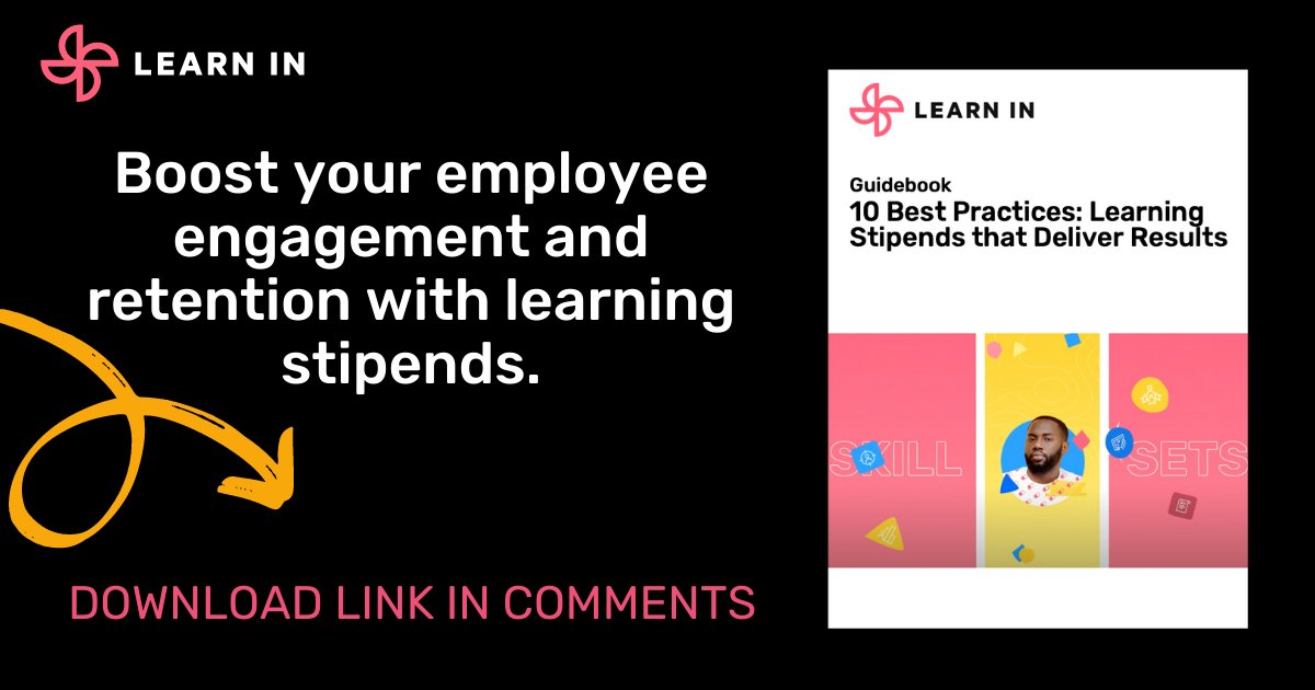 WeLearnIn's tweet image. Hot off the press! We've just published a Best Practice Guide to Learning Stipends, for insights on how to boost engagement and improve accessibility to learning opportunities for all employees. 

Download Guide &amp;gt; bit.ly/3yGTOSx

#upskilling #reskilling #talentbuilding