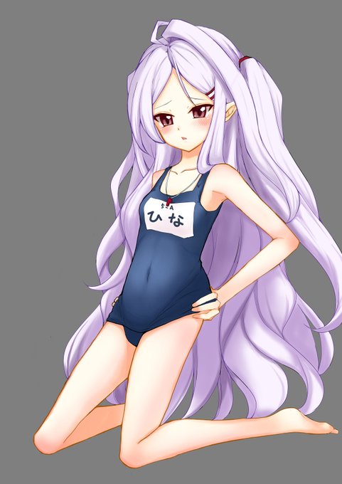 水着ヒナ引いたので練習用に。髪の毛描くのがとても大変。 