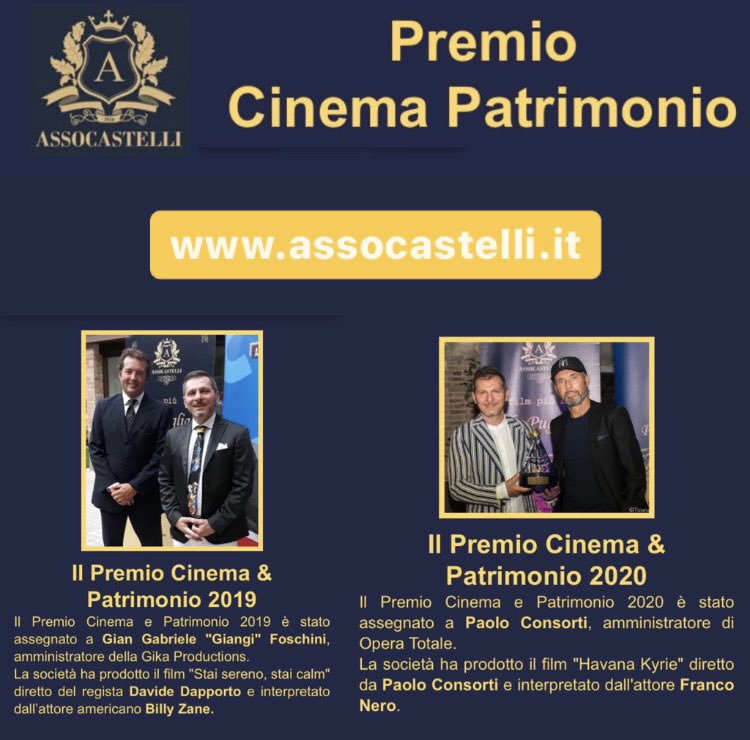 SmeoritaPopa's tweet photo. #ASSOCASTELLI - Il #Premio #Cinema e #Patrimonio è considerato il più prestigioso #riconoscimento attribuito ai protagonisti del settore #cinematografico e #televisivo che contribuiscono a #promuovere il #patrimonio architettonico d’epoca e storico d’#Italia.#IvanDrogoInglese https://t.co/DOylTbf8Qh