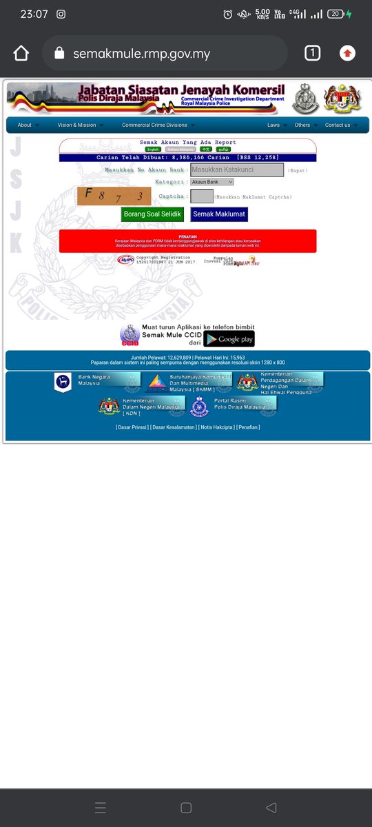 APEKCHINGKM's tweet photo. @ntshasuib Sedikit info tambahan, kalau bole, sebelum bank in duit ke akaun personal mahupun company, rajin-rajinlah usha https://t.co/mD27ET2APy semak nombor akaun kita nak bank in tu scam ke tak? 
Sedikit sebanyak ia dapat membantu kita elak kene scam kot. https://t.co/8dUCfu8atC