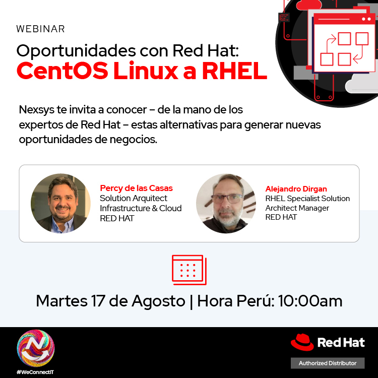 NexsysPeru's tweet photo. Participa de nuestra sesión con Red Hat y conoce una serie de nuevas alternativas con RHEL para reemplazar CentOS Linux.
📆 17 de Agosto
⏰ 10:00 am
✍ Regístrate aquí: https://t.co/4gLxrQGYlH
#Nexsys #RedHat #RHEL #CentosLinux #Webinar https://t.co/rJoxIu3NGS