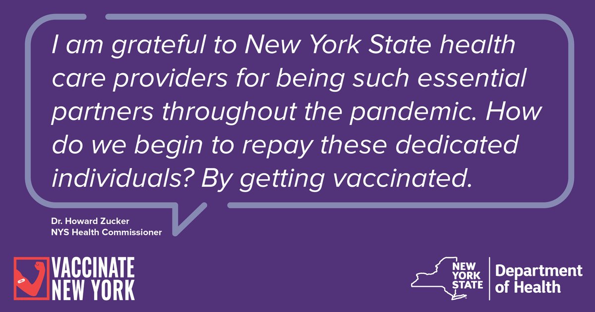 The best way to thank the dedicated health care professionals for their efforts during the past year and a half is to get vaccinated. #VaccinateNY ny.gov/GetVaccinated