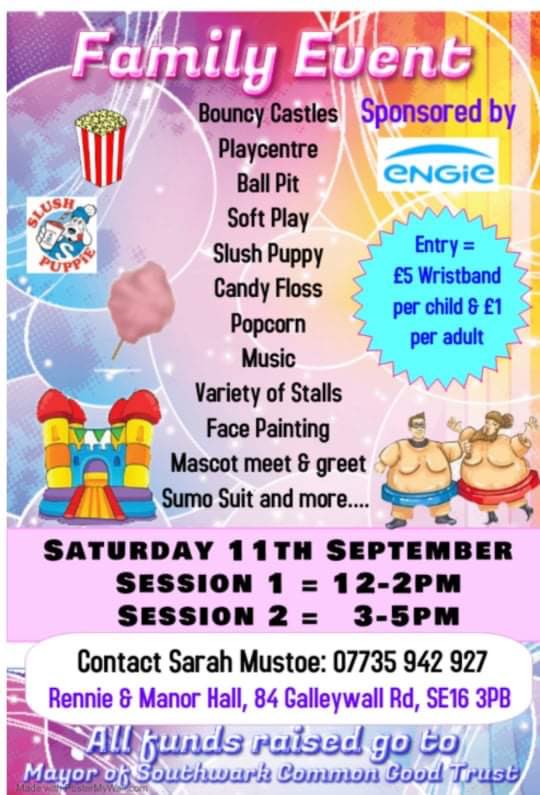 #familyfunday to support <a href="/SouthwarkMayor/">Mayor of Southwark</a> common good cause trust.
Please see details on poster of who to contact for information.