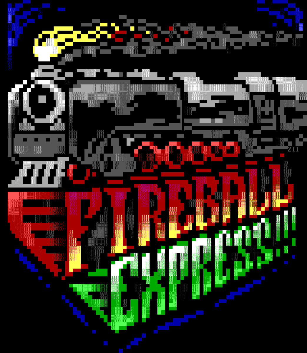 Zeus_II's tweet photo. Fireball Express!!! - From Fuel #29 #ANSI #ASCII #Pixelart #artistsontwitter #BBS #trains #fireballs #expresses #exclamationmarks #graphics https://t.co/gv93BqeuEk