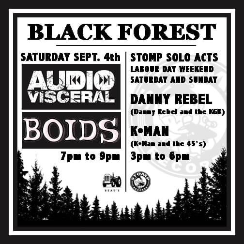 We’re back, baby!  First show announcement since 2019! We’ll be at @beausallnatural Patio &amp; Tap Room in Vankleek Hill on Sep 4 w/ <a href="/StompRecords/">Stomp Records</a> artists Boids, Danny Rebel &amp; K Man.