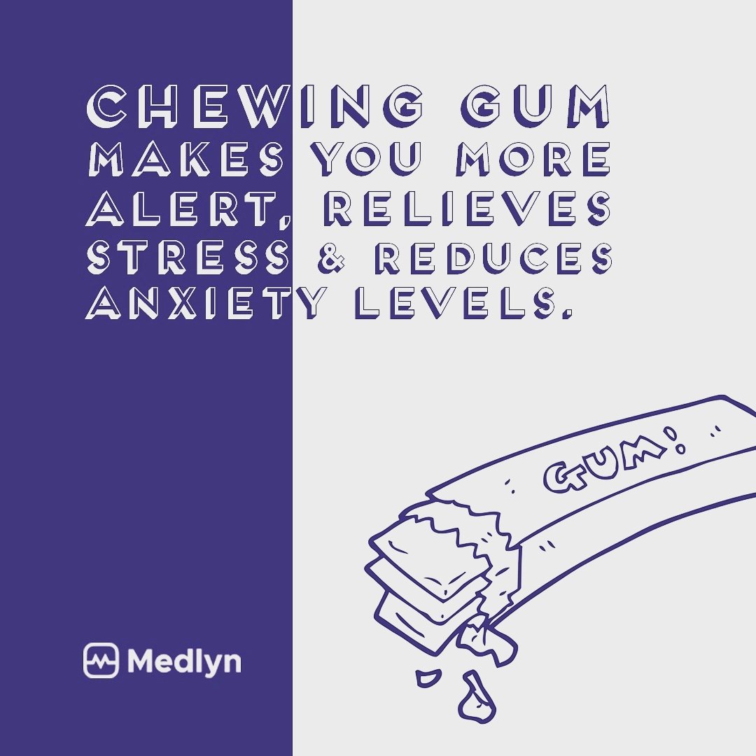 medlynapp's tweet photo. Chewing gum makes you more alert, relieves stress and reduces anxiety levels.

Source : Realbuzz

#medlyn #medlynapp #healthyfacts #healthfacts #healthtips #healthy #health #healthylife #healthyliving #healthychoice #healthyhabits #healthybody https://t.co/6f8gKUs2XD
