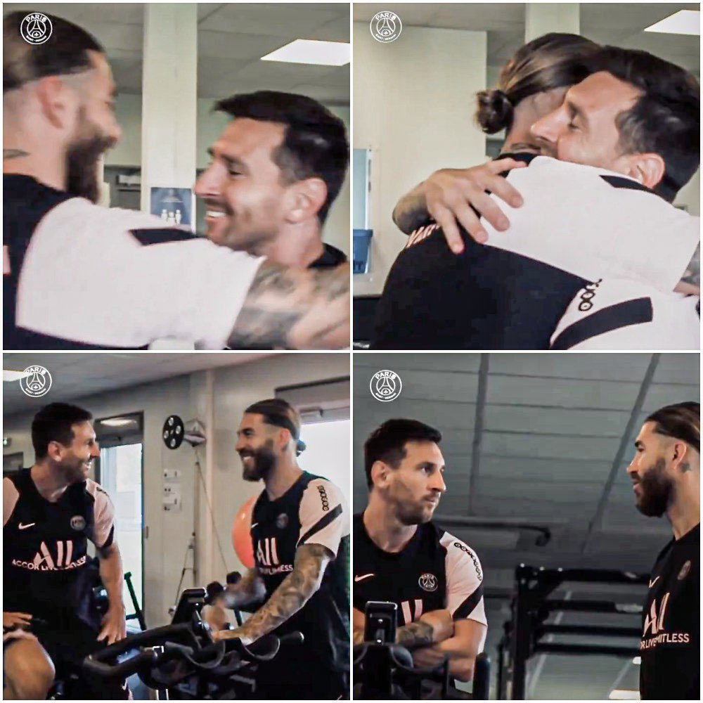 ESPNFC's tweet image. Messi and Ramos meet as teammates for the first time 🤗