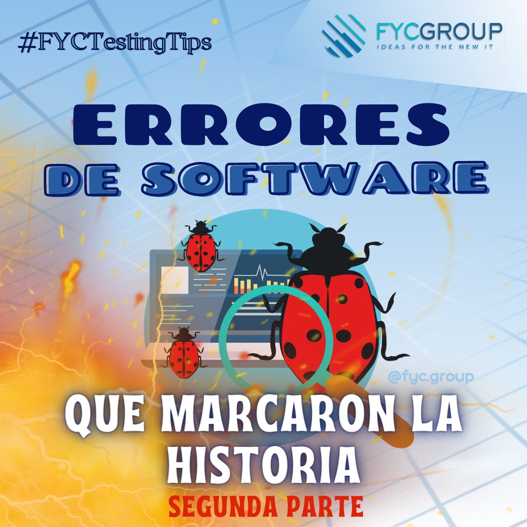 fycgroup's tweet image. 🐞Y hoy en #FYCTestingTips 🐞

🔗Continuamos con los grandes errores de software en la historia. Míralo aquí bit.ly/3siRA9J

#PruebasDeSoftware
#CalidaddelSoftware #CalidaddeSoftware
#SofwareTesting