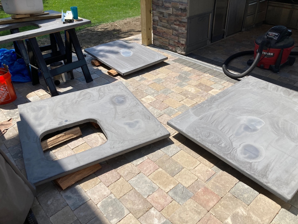 BarbecueLab's tweet image. Before we sanded down the outdoor kitchen counters, this is what they looked like.

Not perfect, but some 200 - 6000 grit sandpaper can cure a lot from an aesthetic standpoint.

#concretecountertop #outdoorkitchen #backyardkitchen #outdoorkitchens #outdoorliving #patiodesign