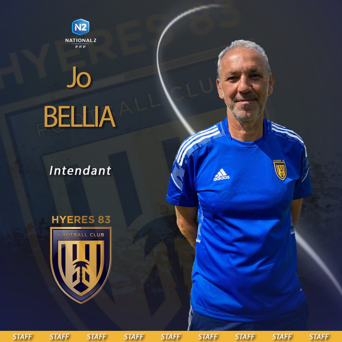 Pour la saison 2021/2022, Jo BELLIA assurera son rôle d’intendant pour l’équipe de National 2 ! 

#hyeres83 #hyeres #footballclub #football #staff #sportif #equipe #intendant
