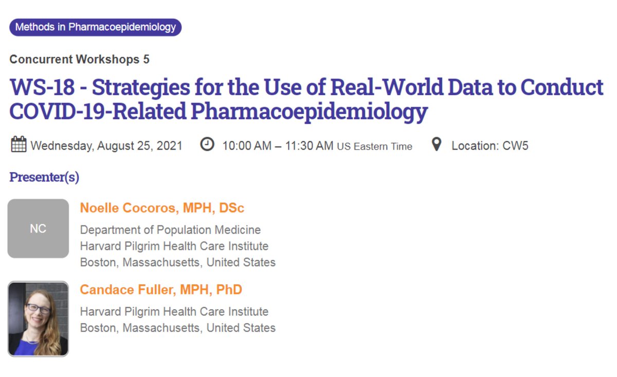 DeptPopMed's tweet photo. This morning at #ICPE21: @DeptPopMed's Noelle Cocoros &amp; @cfuller_epi present on strategies for using real-world data to conduct #COVID19 related #pharmacoepi. Don't miss out - starts at 10am!

To add to your 🗓️: https://t.co/XvN4mLUZQe https://t.co/h1i24fkMn2