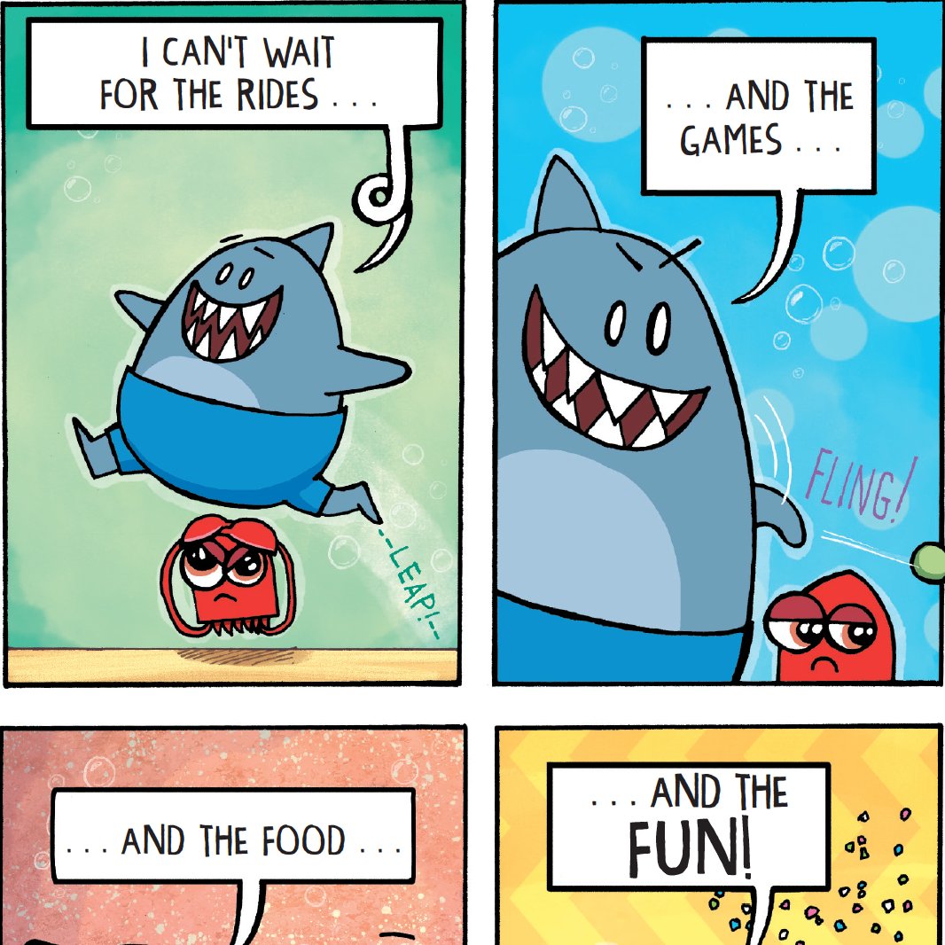 Toothy is so excited for the upcoming carnival, but Squizzard isn't interested. Find out what these two BFFs get into in the next Squidding Around book, Class Clown Fish by <a href="/KevinSherry_/">Kevin Sherry✍️</a>, on sale now! 🦑🦈 Get your copy here: bit.ly/3juuYyW