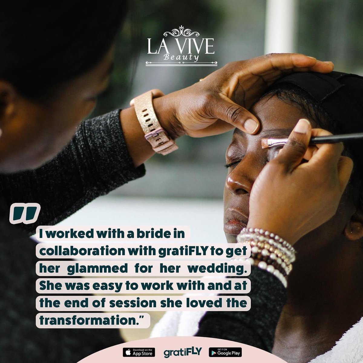 gratifly's tweet photo. #ThankfulThursday
Thank you 
@Lavivebeauty ✨

Join the latest app to get your beauty business showcased!
#TheNewWayToGetNoticed
#gratiFLY
#gratiFLIER
#beauty 
#bride 
#wedding https://t.co/hjmoIpWp5H