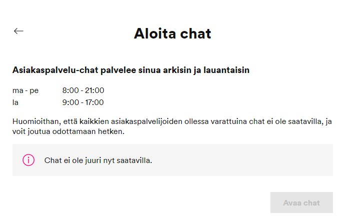 sohruchan's tweet photo. @DNA_fi Onks teillä oikeesti niin ruuhkasta chatissa, että kahteen tuntiin ei pääse sisään? Ja kyllä, olen päivittänyt sivua koko ajan sen 2h ajan... https://t.co/jlKEab9Brh