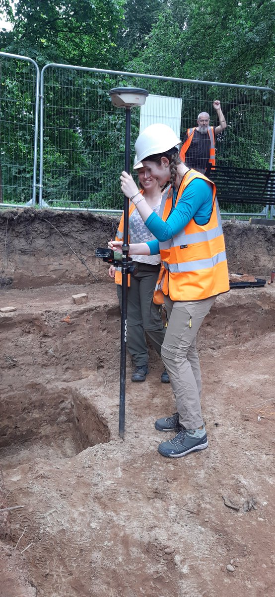 GPS and dumpy level training <a href="/WollatonHall/">Wollaton Hall</a>, old school versus new(ish) tech! Anyone out there still using a dumpy? #archaeology  #training #WeDig #WeDig2021 #oldschool #ThrowbackThursday