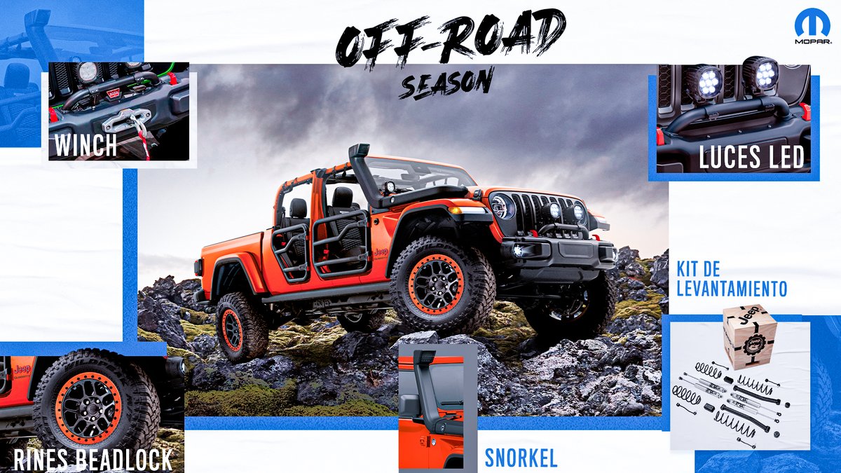 MoparMexico's tweet photo. Descubre cómo tus rutas 4x4 pueden ser la mejor experiencia off road con #AccesoriosOriginalesMopar. 🔥 🏞 #OffRoadSeason 

Obtén hasta 15% de bonificación en tu compra: https://t.co/OLoUbwN3H1 https://t.co/4KuAUdQEgw