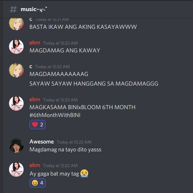 maloiski_'s tweet photo. umabot hanggang discord yung tags natin HAAHHAHAHAH

BINIxBLOOM 6TH MONTH
#6thMonthWithBINI https://t.co/Rq447ioRJz