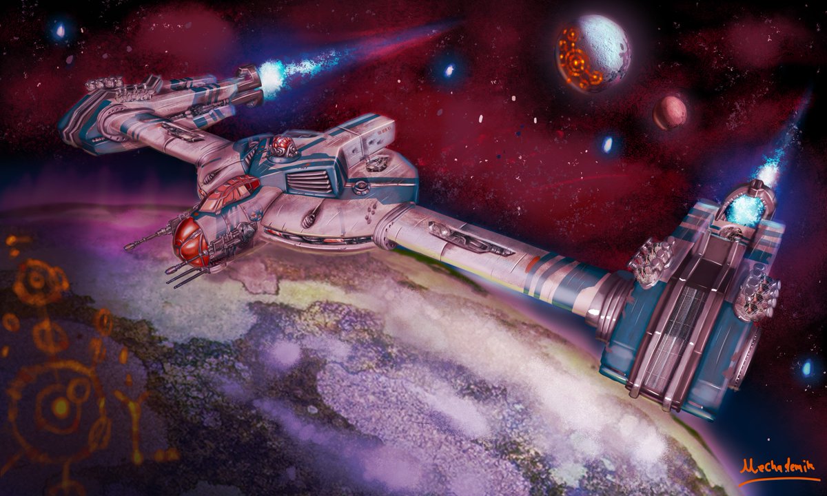 mechademik's tweet photo. #mechademik #chloebellaw #starwars #starwarsfanart #starwarsfandesign #starwarsstarship #heroship #gunship #starship #spaceship #art #conceptart #deathspin #girodelamuerte #fanart #digitalpainting #savageworlds #rpg #tabletopgame #roleplayinggame #dnd https://t.co/v7E6mWr3vP