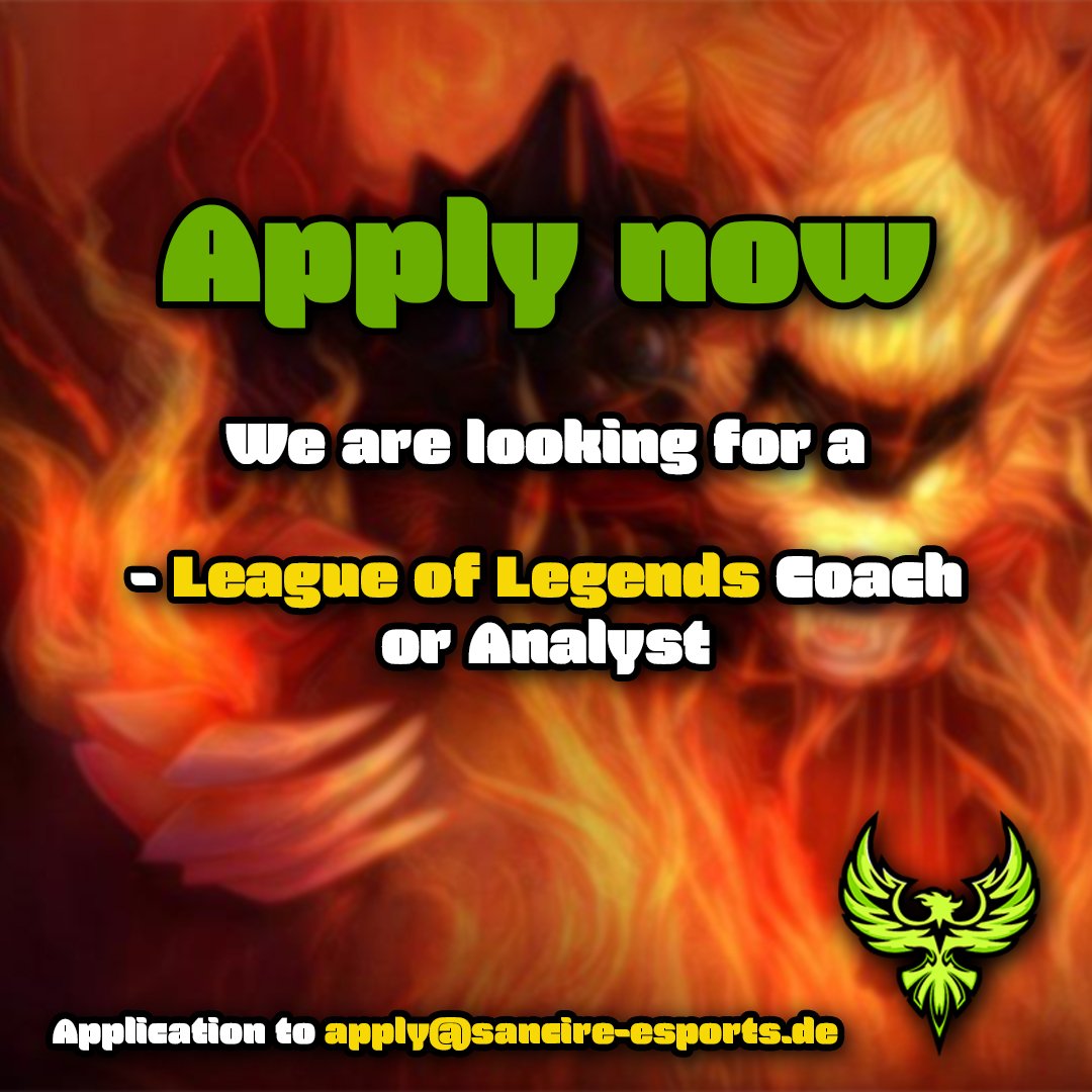 SancireGG's tweet photo. Apply now! 📨
Send an Email to "apply@sancire-esports.de" 
--
#SancireGG #applynow #lol #esports #fortnite #csgo #gaming #community #gamer #LeagueOfLegends https://t.co/ZLSJSBXrDF