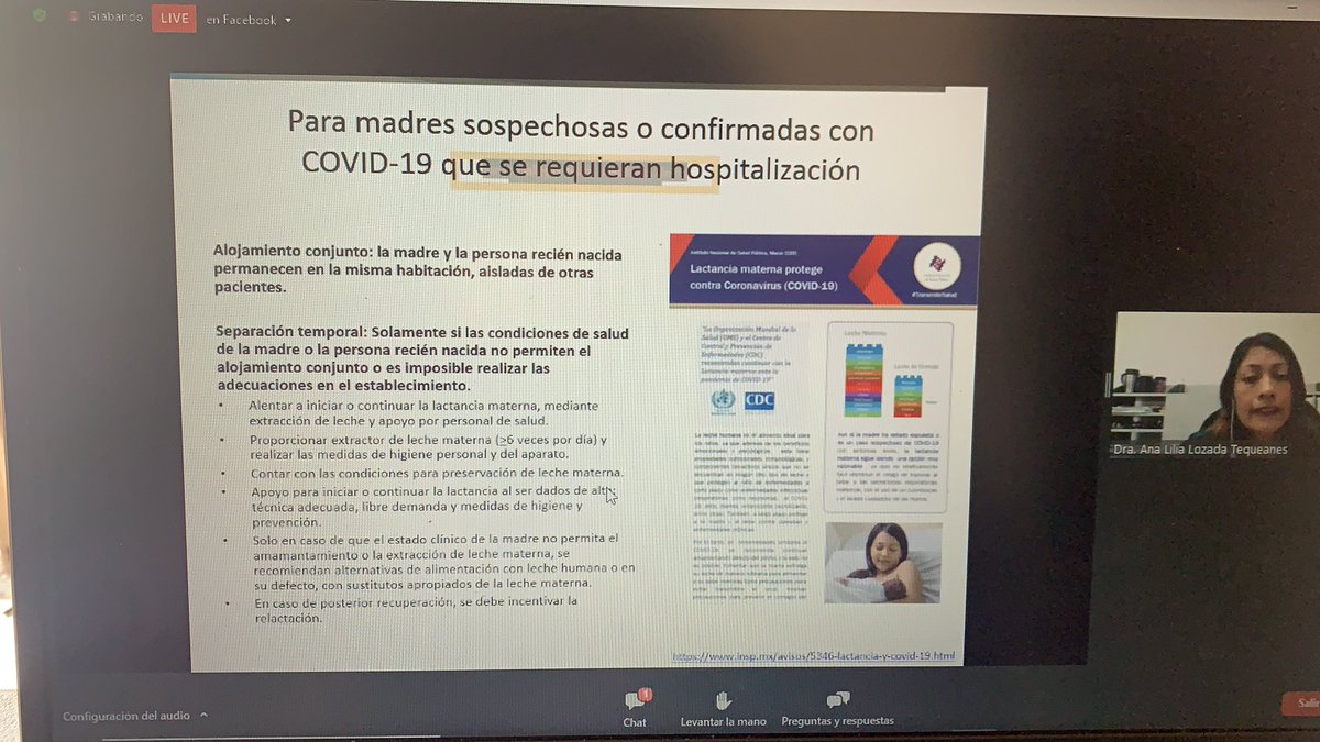 LNSolRegina's tweet photo. Recomendaciones para madres sospechosas o confirmadas con COVID-19 que requieran hospitalización 

Dra.@AnaLozada12 

💻Seminario “Lactancia Materna una responsabilidad compartida” https://t.co/9R3nMiZcD8