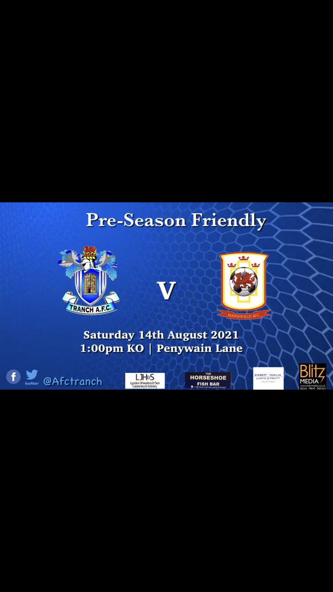 AfcTranch's tweet photo. Saturday we welcome @MarshfieldAFC to Penywain lane in our last pre season friendly before we kick off our season #upthetranch 👍👊⚽️⚽️ https://t.co/gw596xSZGH