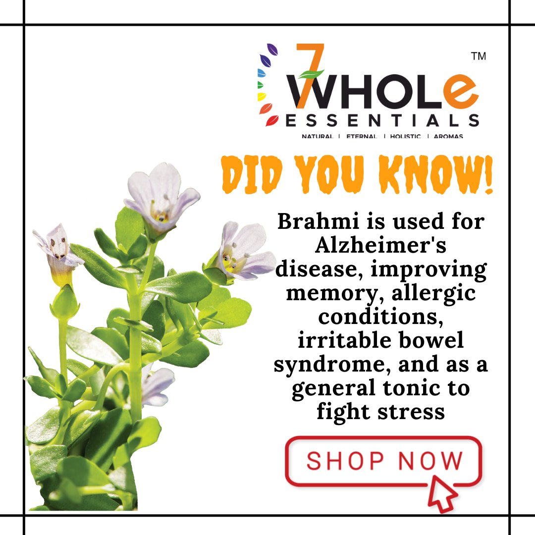 Brahmi is used for improving memory, anxiety, allergic conditions, irritable bowel syndrome, and general tonic to fight stress Buy now 7wholeessentials.com/product/life-a… #brahmi #brahmiuses #brahmibenefits #brahmiherbs #brahmicapsules #improvememory #anxiety #ibs #ayurveda #7wholeessentials