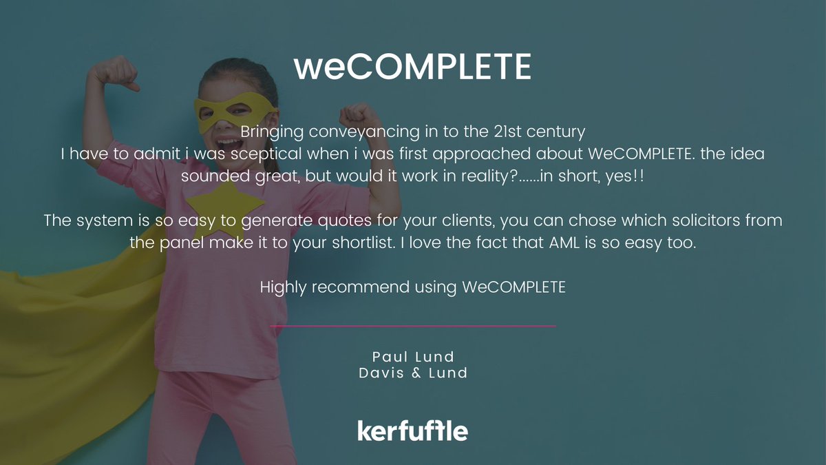 Check out this fabulous review in which <a href="/we_complete/">WeCOMPLETE</a> has received from Paul Lund of <a href="/DavisLundRipon/">Davis Lund</a> 🌟  To see what all the fuss is about visit their landing page by clicking this link kerfuffle.com/deals/wecomple…

#kerfuffleit #socialproof #estateagents #propertyindustry