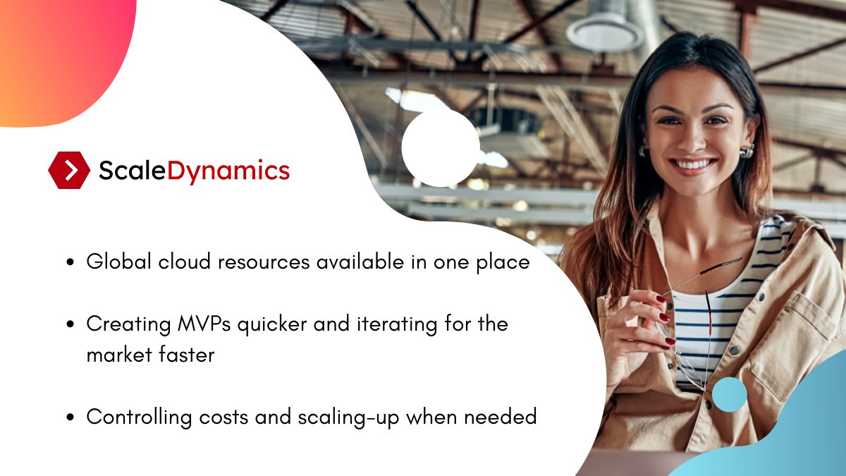 At ScaleDynamics, we focus on bringing the best for your startup:
✅ Global cloud resources in one place
✅ Create MVPs quicker and iterate for the market faster
✅ Control costs and scale up when needed
Learn more👉 bit.ly/2VNR47q 
#cloud #cloudcomputing #webdev #webapp
