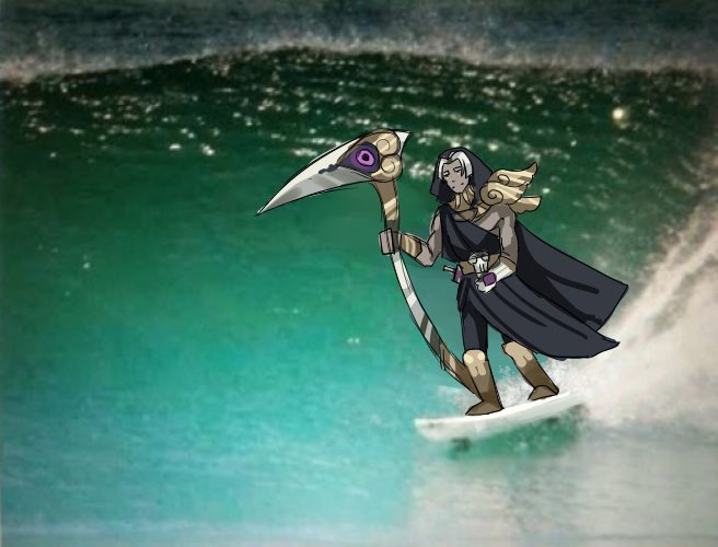 pichiiko's tweet photo. death incarnate surfin da river lethe? where he going doe 😳 #HadesGame #Hades https://t.co/6ZdQ2EsPyP