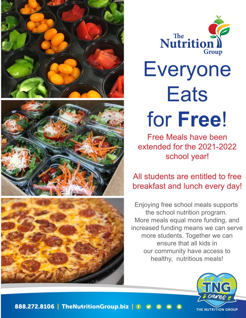 polandschools's tweet photo. The Nutrition Group has made it so that students can eat for free during the 2021-2022 school year! https://t.co/M3DYyiF55c