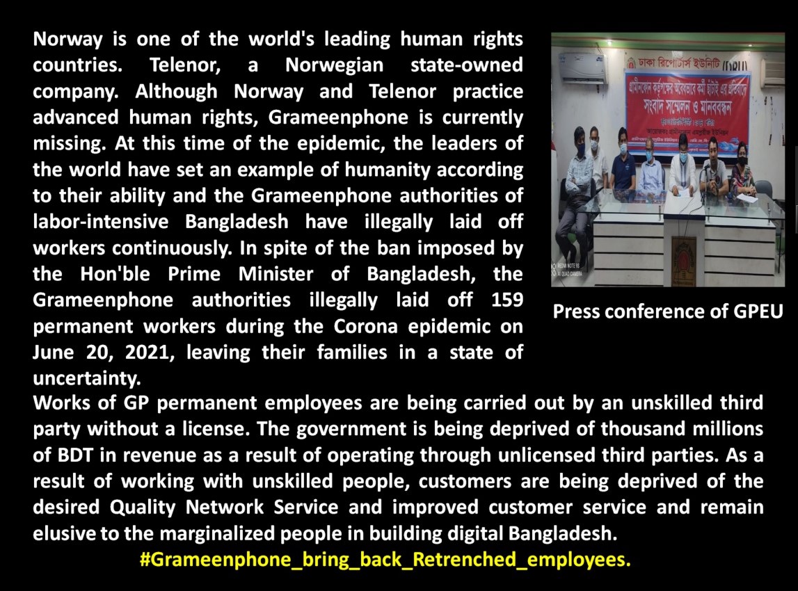 Pravankar4's tweet photo. @Sigve_telenor @NordicCEOs @FSB_TCFD @MikeBloomberg @MarkJCarney @jantoresanner @osloboers Grameenphone_bring_back_Retrenched_employees https://t.co/lIgmwMjCrs