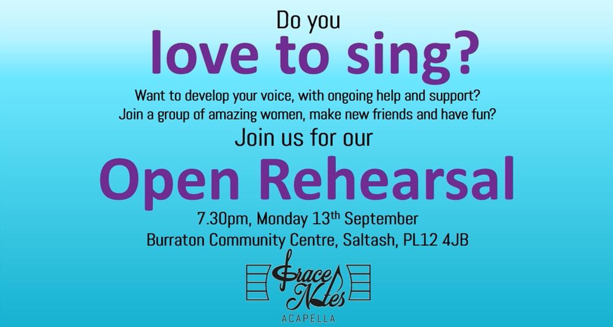 GraceNotes are a friendly, all-female group who sing four-part a capella harmony and who absolutely love what we do. We think you would too! Come and join us... you know you want to!
#LoveToSing #Saltash