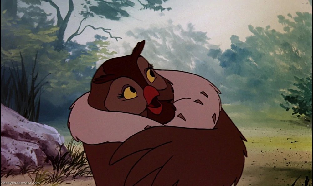 owloftheday's tweet photo. Today's fictional Owl of the day is Big Mama from Disney's The Fox and the Hound!! https://t.co/jrfRkDKfD2