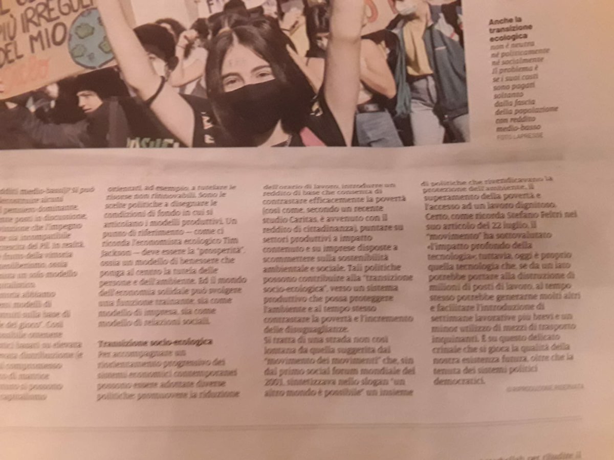 È « inaccettabile che a pagare i costi della transizione ecologica sia esclusivamente la fascia della popolazione con reddito medio-basso ». Alla transizione ecologica bisogna affiancare manovre sociali.

✒️ Ecco l'articolo di <a href="/marco_almagisti/">Marco Almagisti</a> e Paolo Graziano per <a href="/DomaniGiornale/">Domani</a>