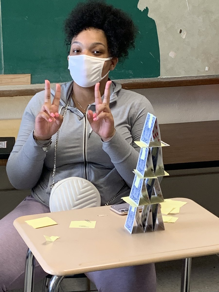 ElaJenicek's tweet photo. Students felt the pressure and handled it very well during the card tower contest at orientation today.#richtownshiphs #richinstudentsuccess https://t.co/V3bMkyeYyi